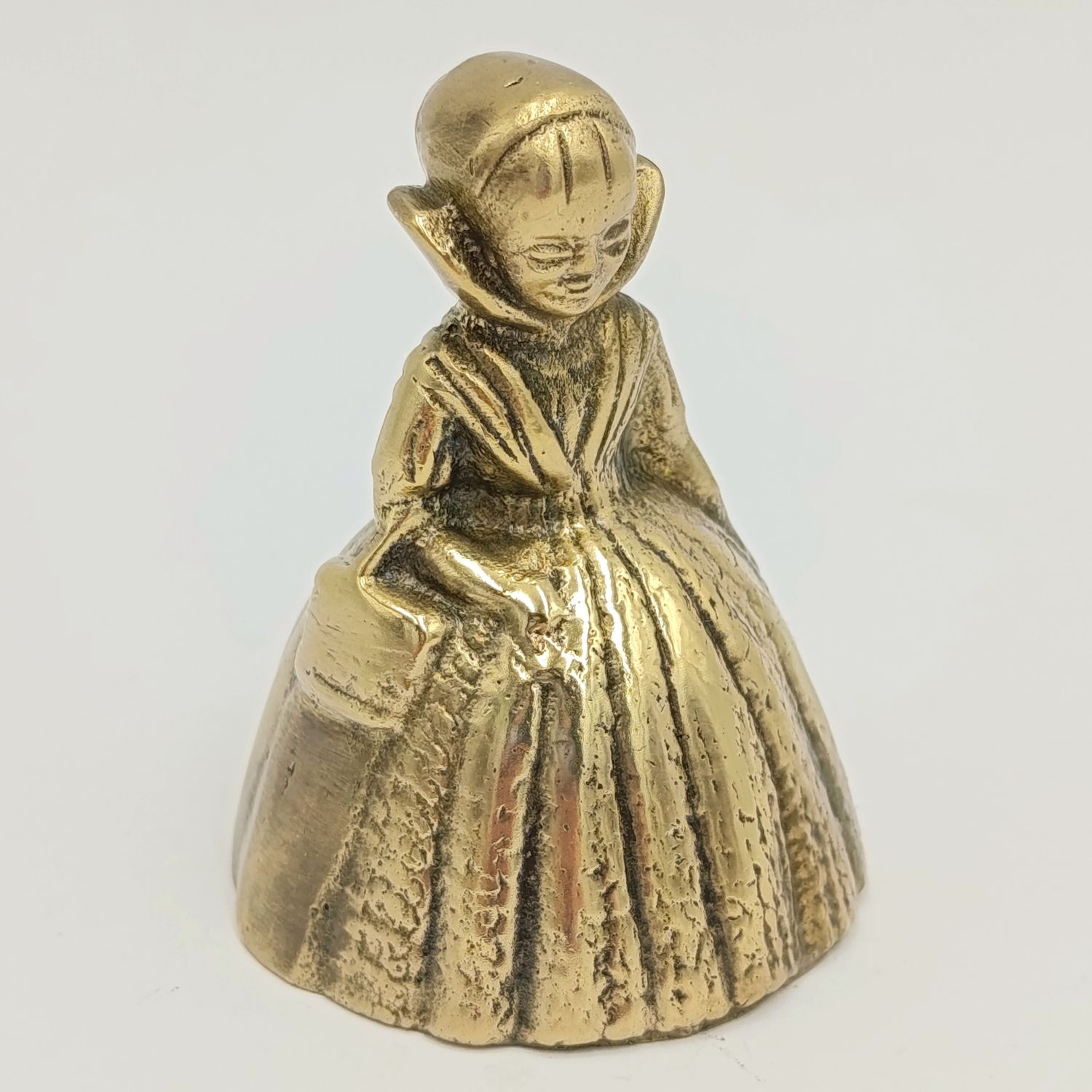 Vintage brass bell - lady with Victorian hoop skirt
