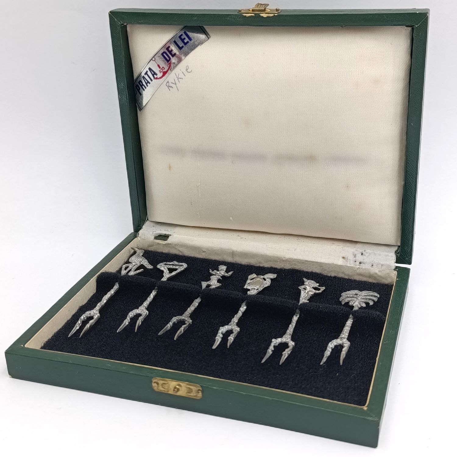 Set of 6 vintage 835 Brasilian silver pickle forks - weighs 24,0 grams