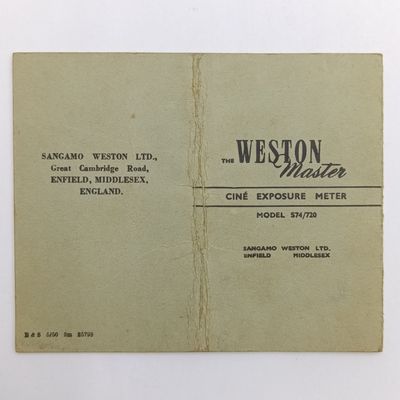 Instruction Book for the Model 574/720 Weston Master cine exposure meter, a guide to perfect Exposures