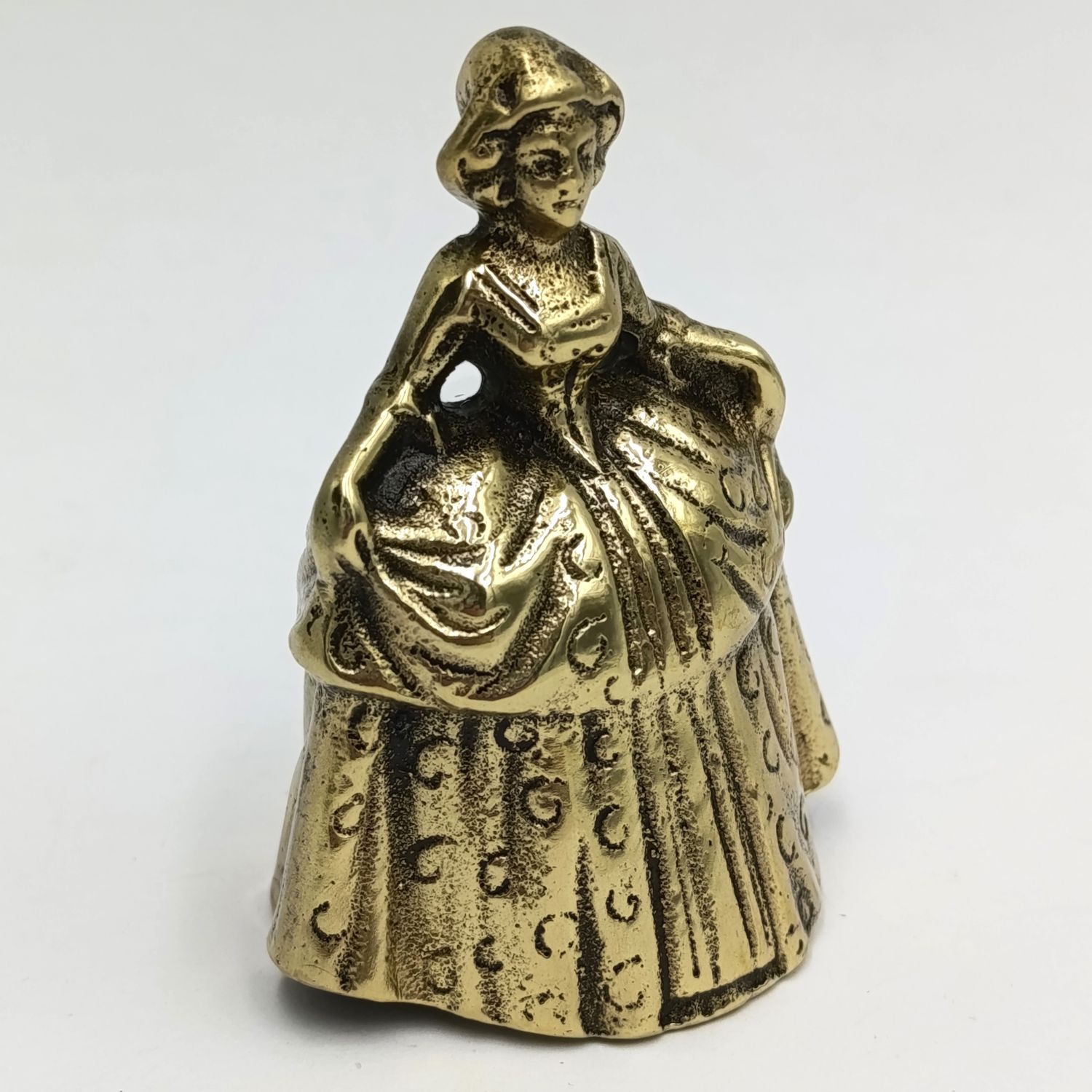 Vintage Brass Lady with dress bell