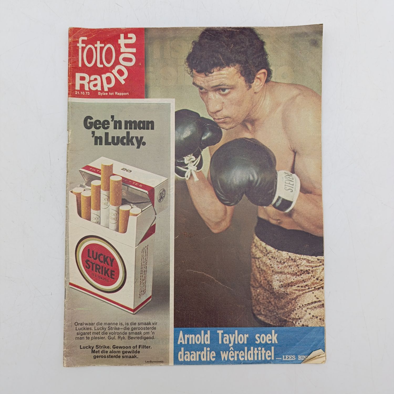 Foto Rapport magazine - Arnold Taylor soek daardie wereldtitel - 21 October 1973