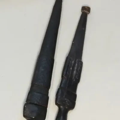 Southern Algeria Tuareg daggers - Original Leather clad with bloodletting spikes - Top quality