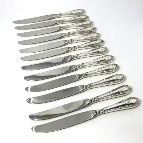 Set of Camusso silver knives with stainless steel blades - Immaculate - 752 gram - Length 21 cm