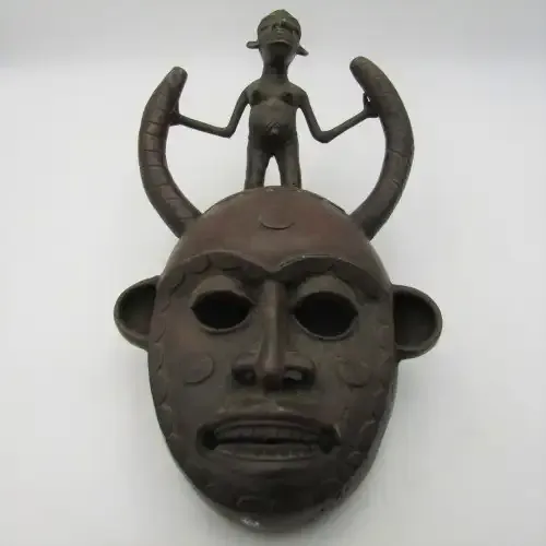 Vintage African Art Copper Mask - probably DAN tribe