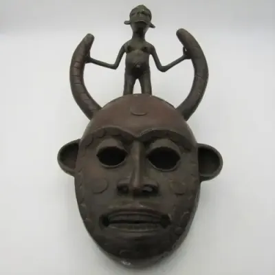 Vintage African Art Copper Mask - probably DAN tribe