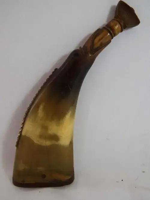 Antique German gunpowder horn in the shape of a bird