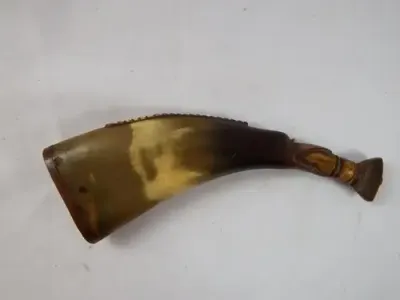 Antique German gunpowder horn in the shape of a bird
