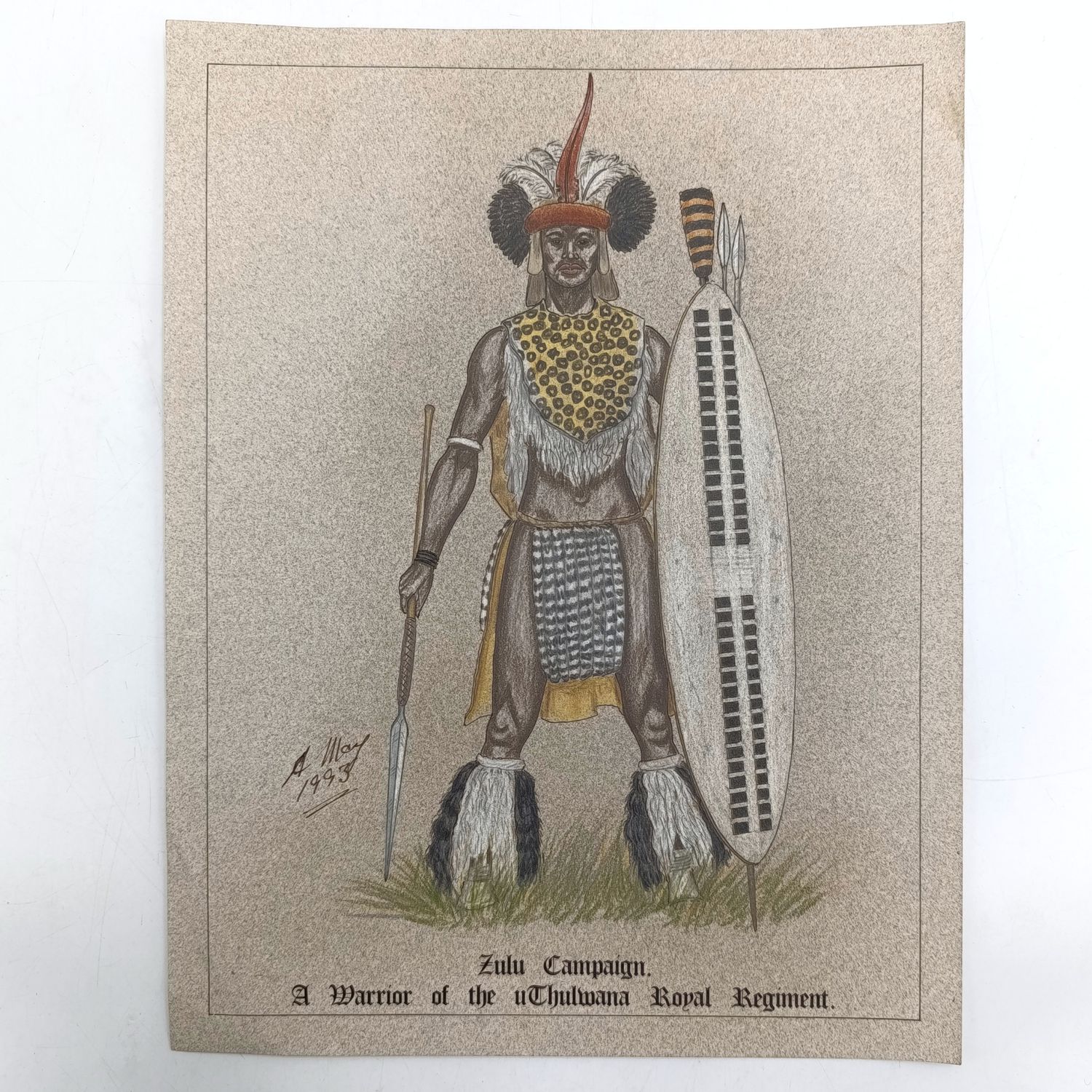 Original drawing of Zulu Warrior in 1993 by Andy May