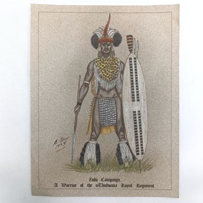 Original drawing of Zulu Warrior in 1993 by Andy May
