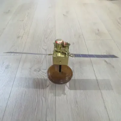 Beautiful brass Land Satellite model presented to Willem J Botha of South African Space Program