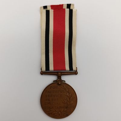 Special constabulary long service medal issued to Andrew P Drysdal - George V issue