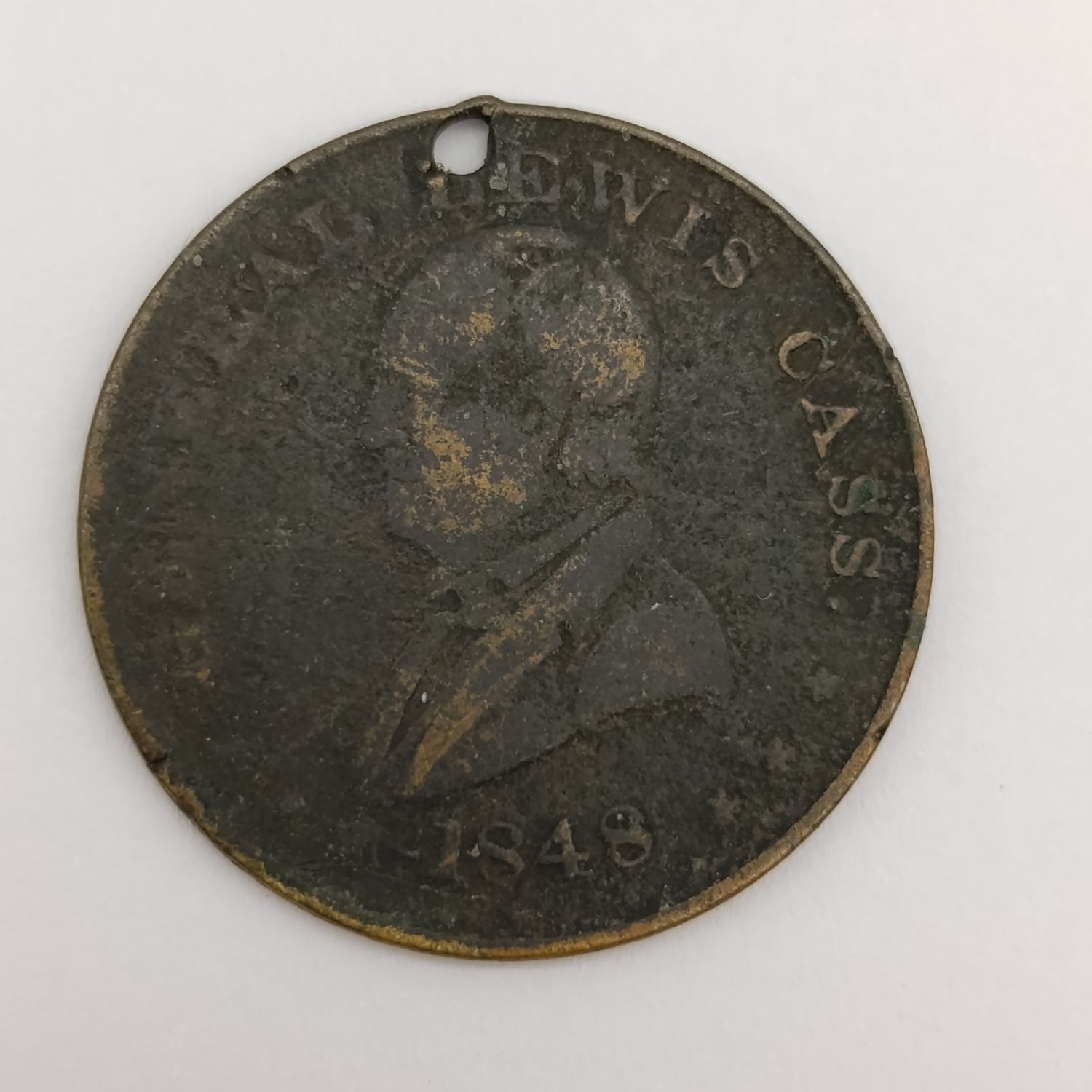 1948 General Lewis Cass Compaign medallion - holed