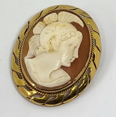 9kt Gold cameo brooch - High quality