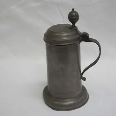 Antique Leichtenstein pewter stein - marked J.G.R. 1786 - hallmarked inside lid