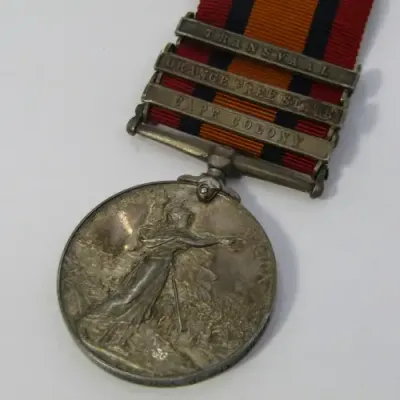 Boer War QSA medal with 3 clasps issued to 26530 Tpr P. van Haght, SA Light Horse - one clasp loose