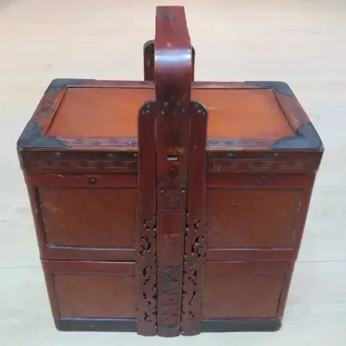 Chinese stackable wicker basket with handle - 45 cm High - Top 21 x 36 cm