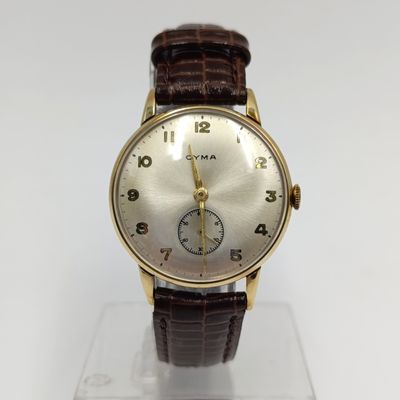 Vintage 9kt Gold Cyma manual wind men's watch - working