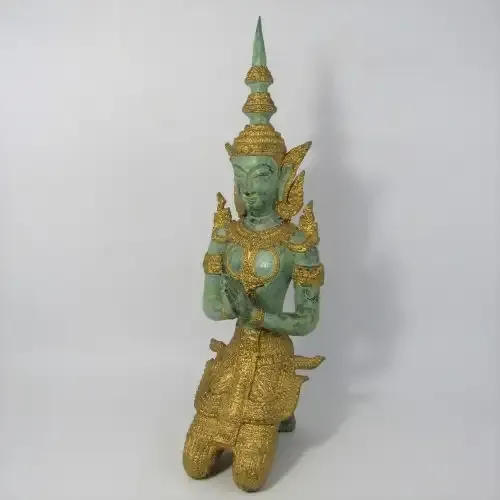 Vintage Bronze Thepanom Temple keeper of Thailand statue - 32cm