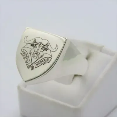 Sterling silver ring with SADF 32 battalion crest - Size W - Weighs 12,8 g