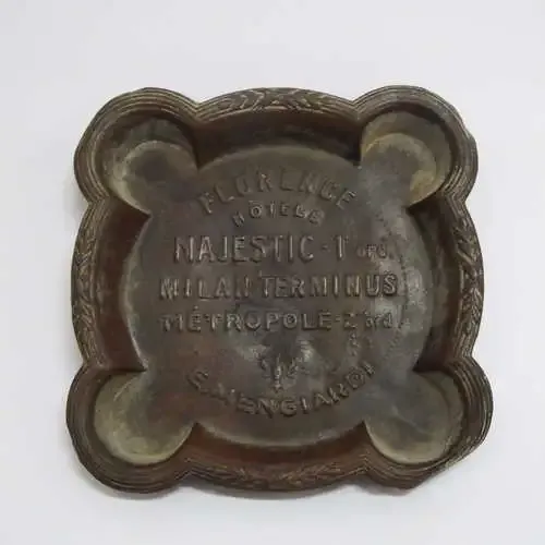 Antique Art Deco Florence Hotels advertising ashtray-Majestic Milan Terminus Metropole - E.Mengiardi