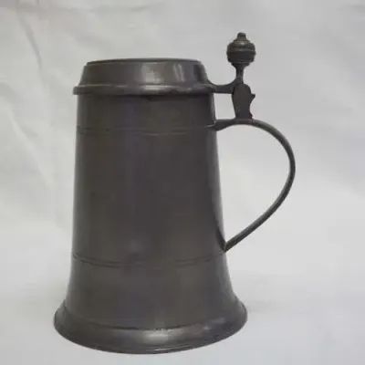 Antique Pewter Stein with ball thumb piece - hallmarked at bottom