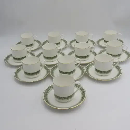 Set of 12 Royal Doulton Rondelay coffee cups and saucers