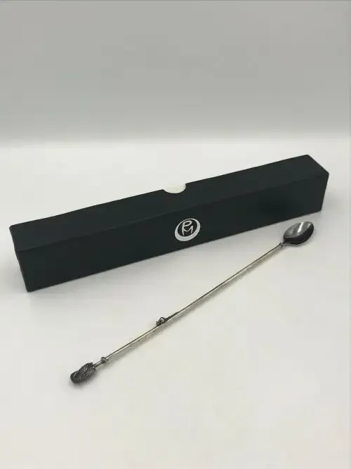 Patrick Mavros Owl and mouse silver cocktail spoon in box