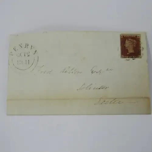 Great Britain Postal Cover with penny red stamp ( corner letters E&amp;G) 1841