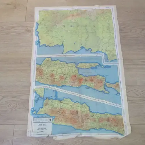 Vintage South African Military / Air Force silk map of Borneo, Sumatra, Java - AS1/ 092
