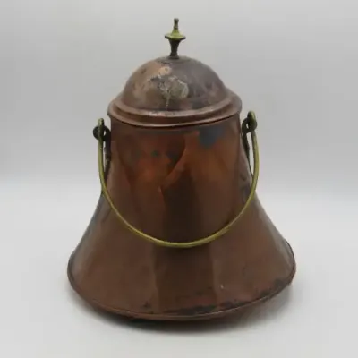 Antique copper ``Doofpot`` for hot coal - probably Dutch - possible old Cape Copper - hole in bottom