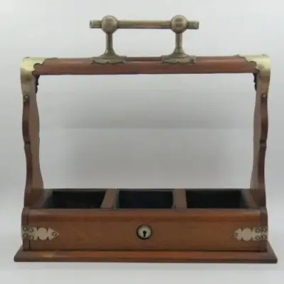 Beautiful Antique Tantalus with silver plated trimmings - no key