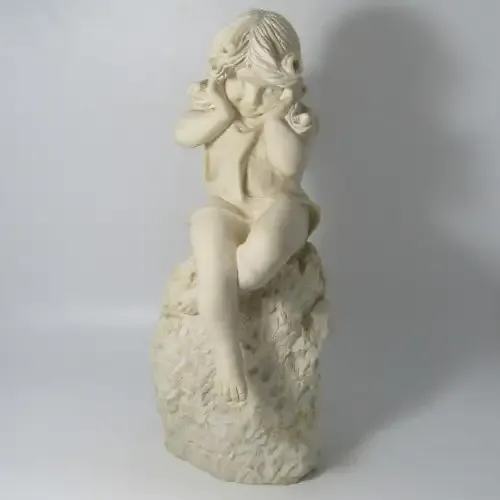 Vintage The Shy Girl poly-resin figurine sculpture - by C. Gounaris 1972