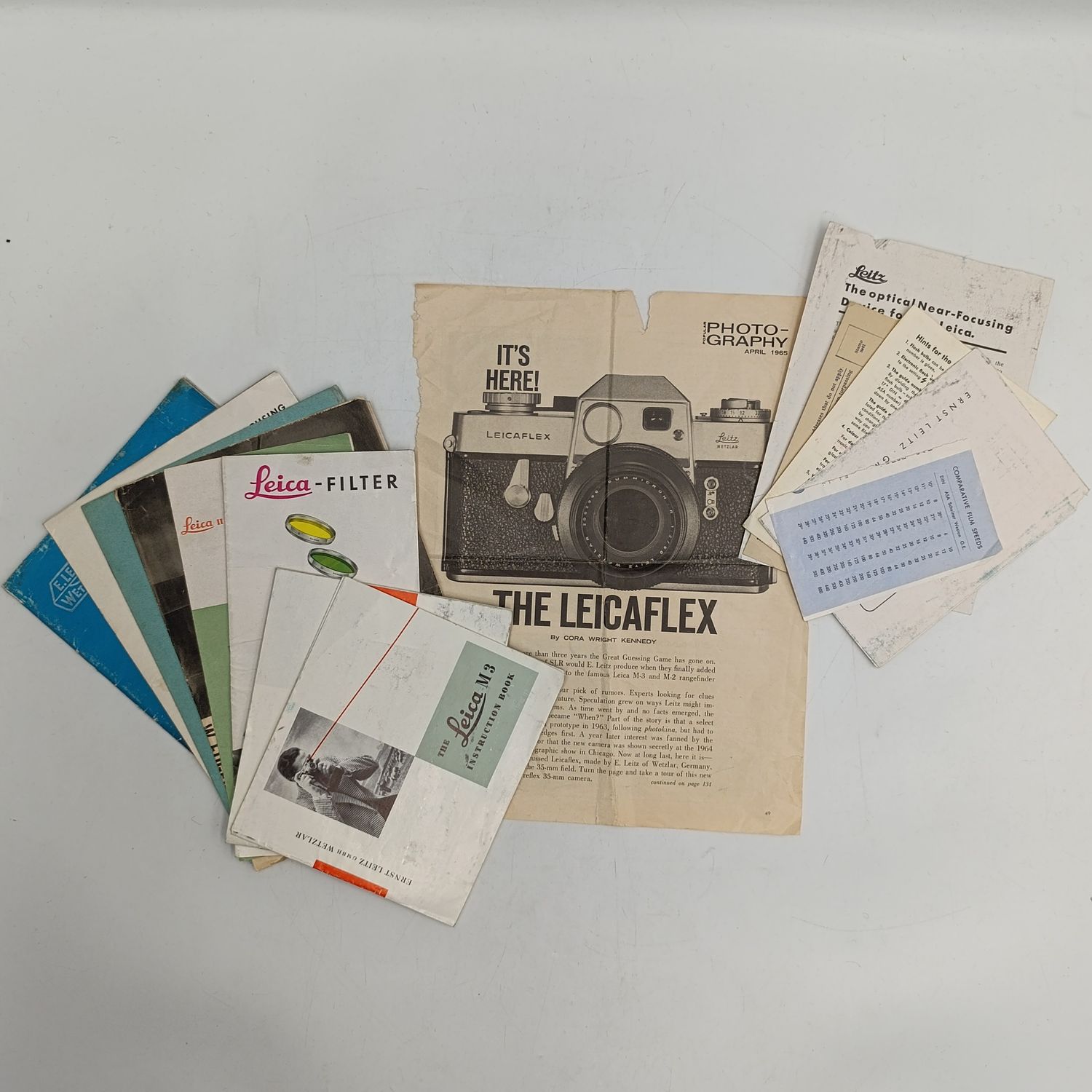 Vintage Leica instruction books with other Leica documents