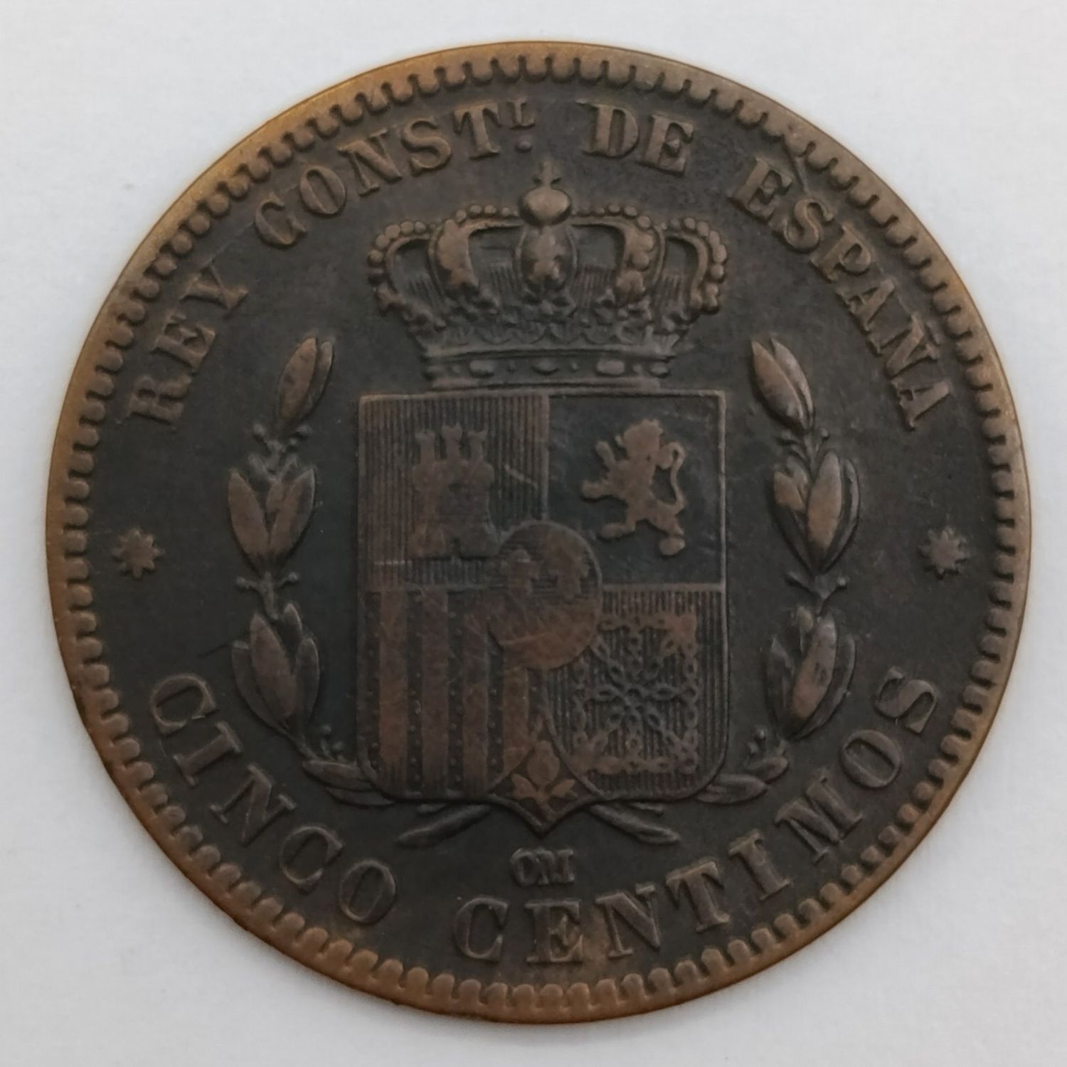 Spain 1879 Copper 5 Centimos