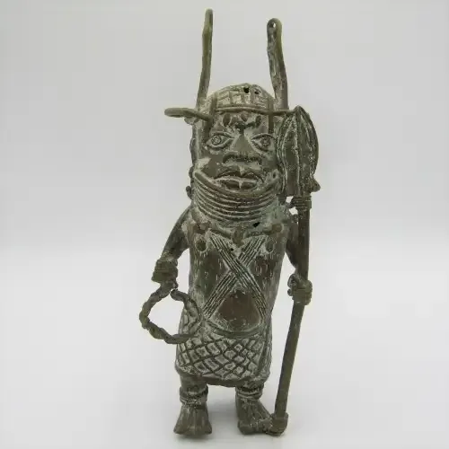 Bronze statue of Benin warrior - height 32cm