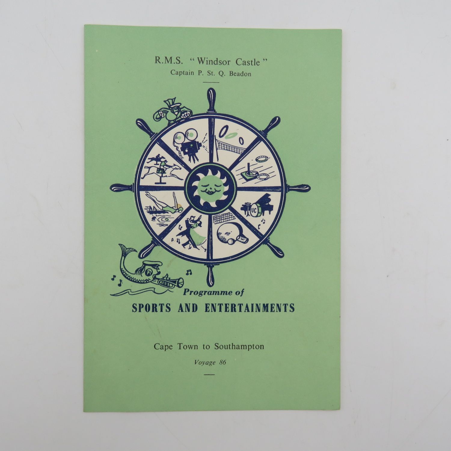 R.M.S. Windsor Castle 1972 programme of sports and entertainment