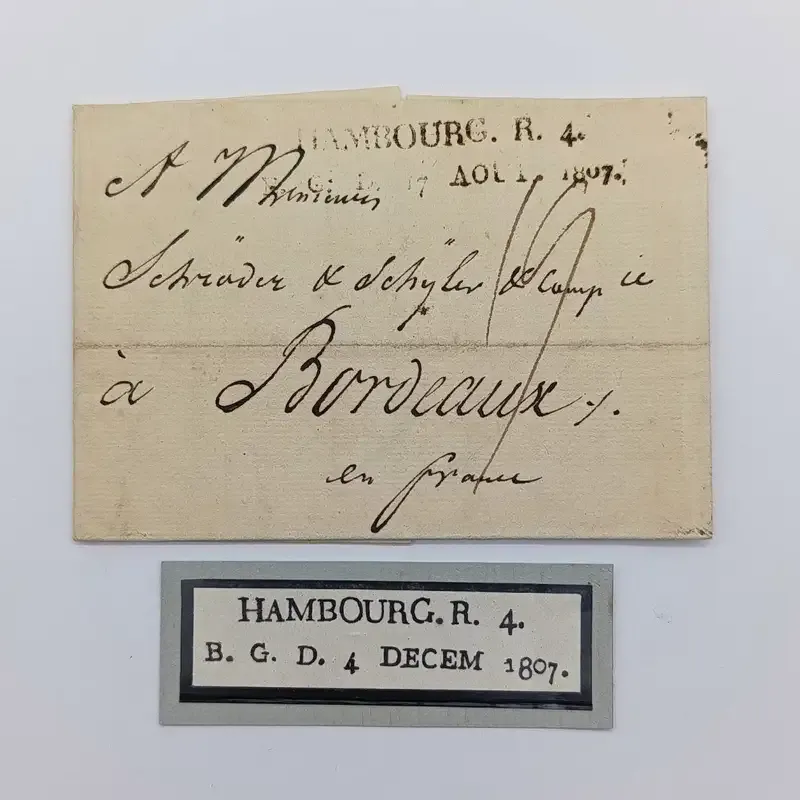 1807 Letter from Hambourg to Bordeaux France - dated 17 Aug 1807 Bureau Grand Ducal exitmail