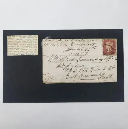 Postal cover to East Greenwich Kent England 12 November 1857 - See description