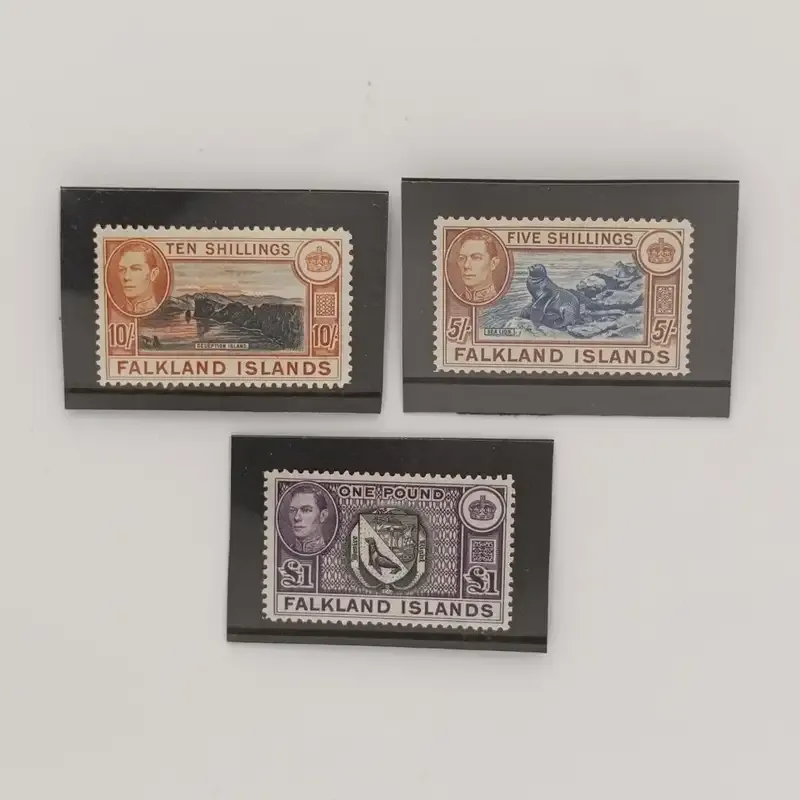 Falkland Islands - 1st printings (1938-50) 5 Shilling, 10 Shilling, 1 Pound VF LMM, 5G 161-63