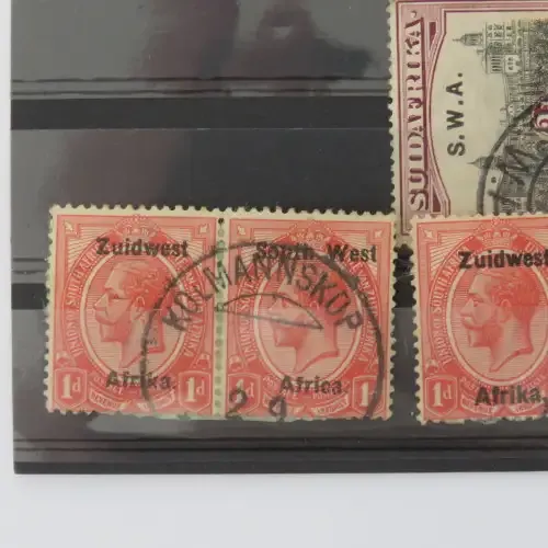 South West Africa lot of 4 pairs of stamps with Kolmannskop Cancellation