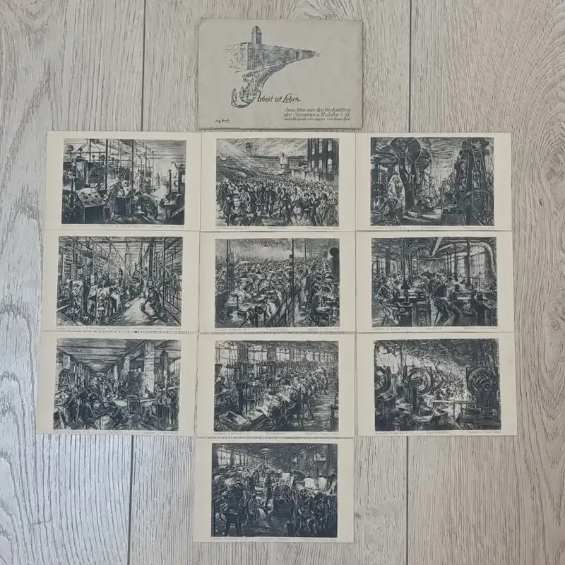 Pack of 10 Industry German postcard 5 WW1 period - Arbeit 1st Leben - the workplaces of Siemens