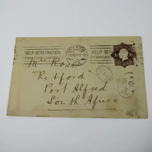 Block of 1/2d stamps on Australia cover with postage dues on reverse