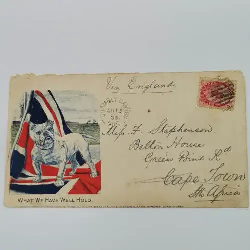 Rare Canadian Boer War Cover from Chambly Canton Quebec 15 August 1900 to Green Point