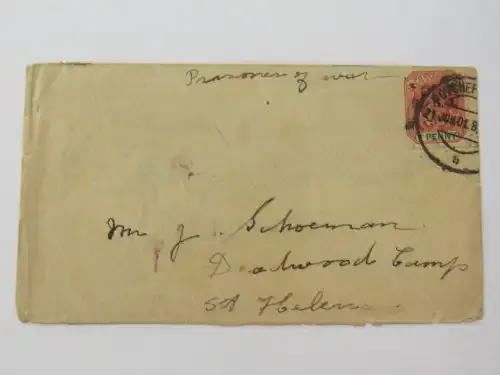 POW cover Potchefstroom to Deadwood camp st Helena 21 June 1901 - See description