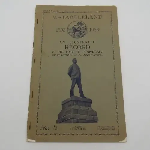 Matabeleland 1893-1933 40th anniversary celebrations - scarce Rhodesian