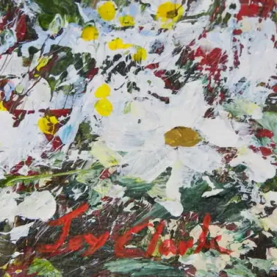 Joy Clark acrylic painting - `Flower Field 156` - Size 20,3 x 25,4 cm
