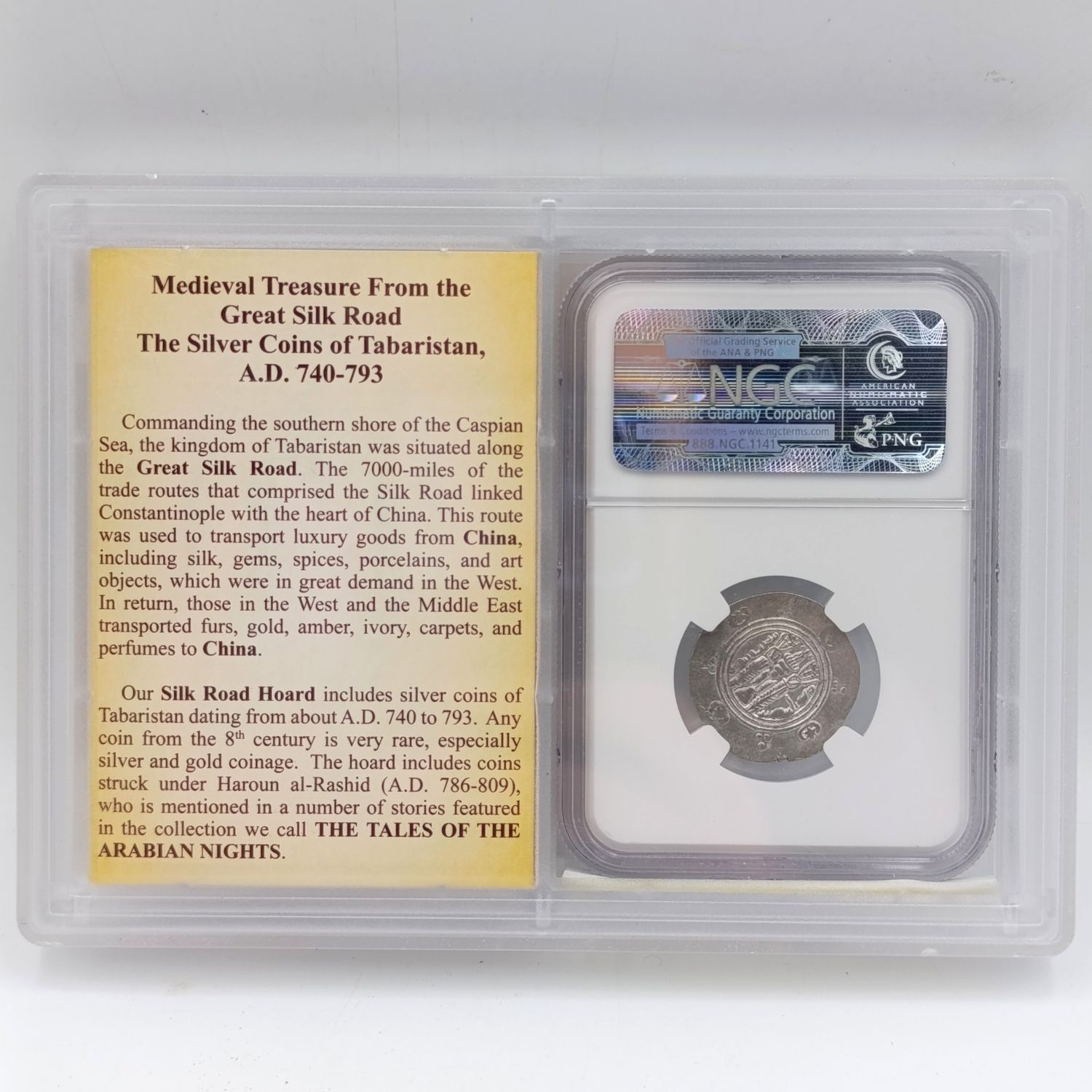 Tabaristan Hemidrachm from the silk road hoard. AD 780-793 graded Mint state by NGC Beautiful and scarce ancient coin