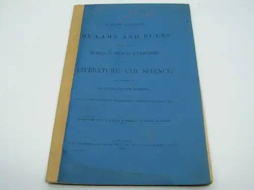 1859 Cape of Good Hope By-Laws and rules in literature and science program of examination