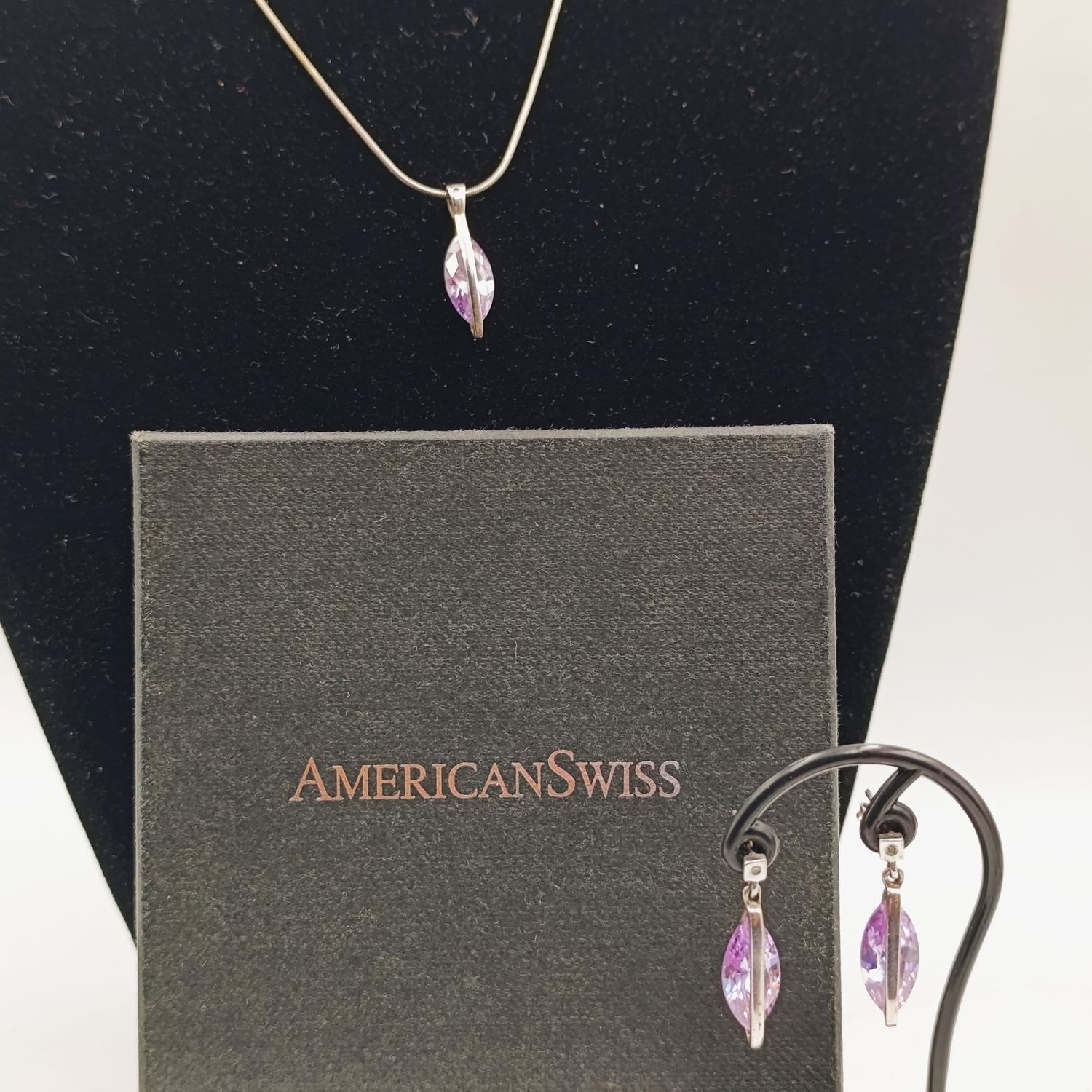 Sterling silver Iolite / Amerthyst choker necklace and earing set