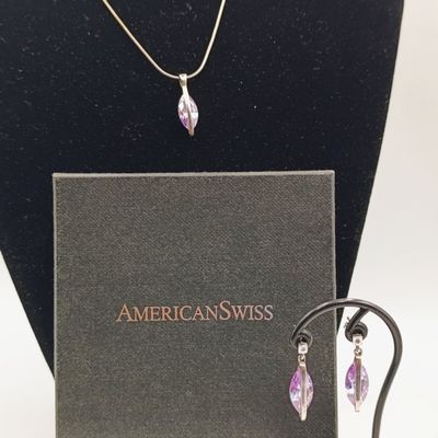 Sterling silver Iolite / Amerthyst choker necklace and earing set